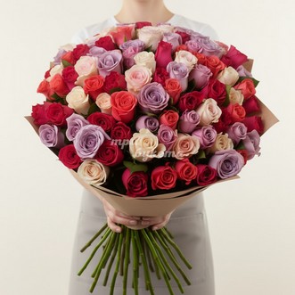 101 разноцв. роза (Premium) 70 см