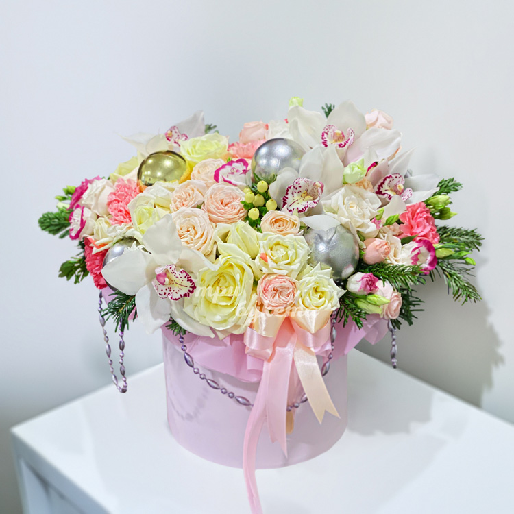 Цветы на новый год в коробке